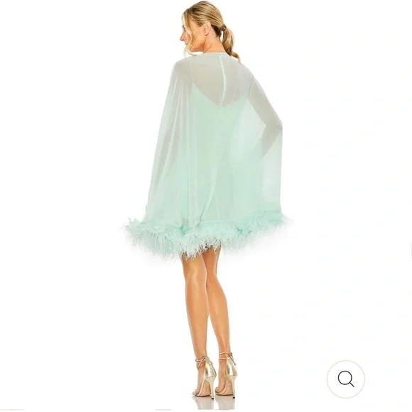 Mac Duggal MINT TRAPEZE DRESS WITH FEATHER TRIM - never been worn! Brand new! - Picture 2 of 3